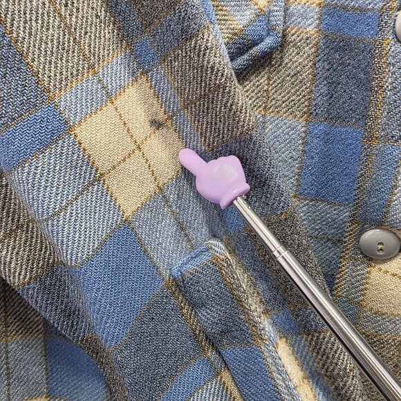 Vintage Chippewa Woolen Mills Jacket Mens Large Blue Gray Wool Plaid Shacket - Picture 7 of 11